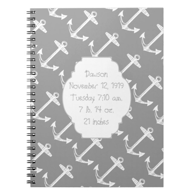 Cuaderno Anclaje gris náutico (Frente)