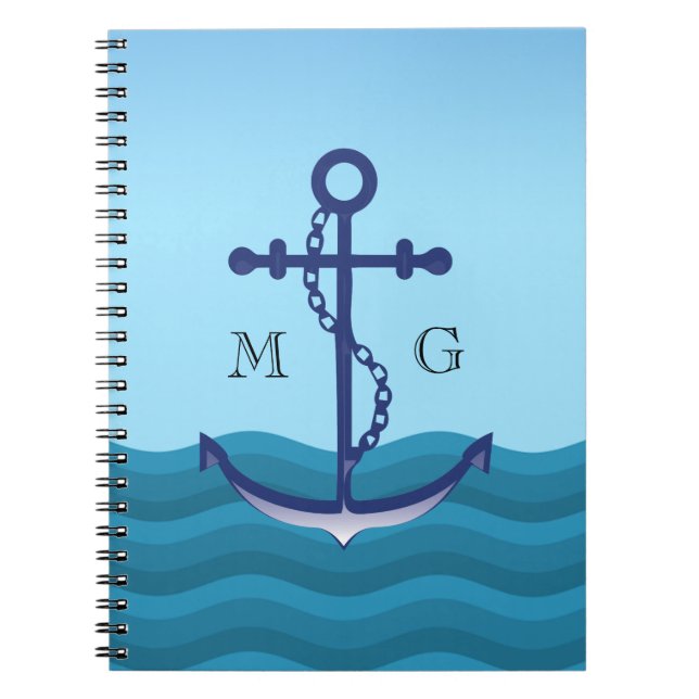 Cuaderno Anclaje náutico con doble monograma (Frente)