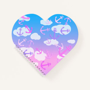 Cuaderno Anclas flotantes nubes onduladas, azul rosado, on