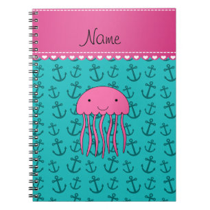 Cuaderno Anclas rosadas conocidas personalizadas de la