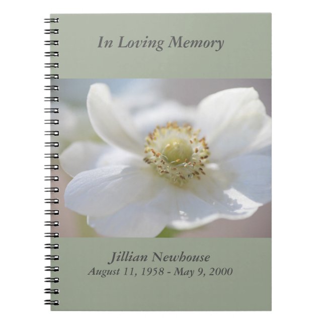 Cuaderno Anémona blanca memorial primer plano (Frente)