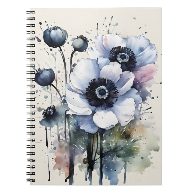 Cuaderno Anémona - Flores de acuarela (Frente)