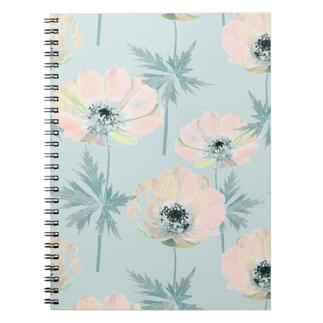 Cuaderno Anémonas rosas delgadas. (Frente)