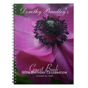 Cuaderno Anemone 60th Birthday Personalized Guest Book
