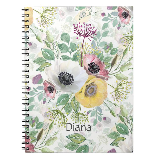 Cuaderno Anemones rosas, blancos y amarillos (Frente)
