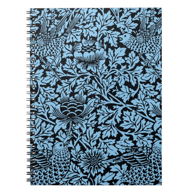 Cuaderno Anenoma de aves del patrón floral William Morris (Frente)