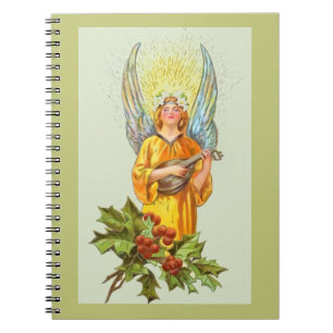 Cuaderno Ángel con acebo y mandolina 