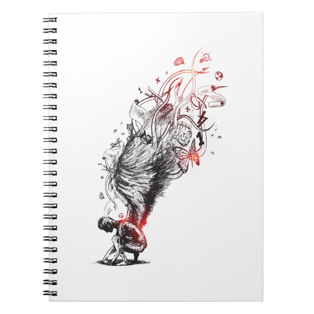 Cuaderno Ángel creativo con alas largas, boceto dibujado a  (Frente)