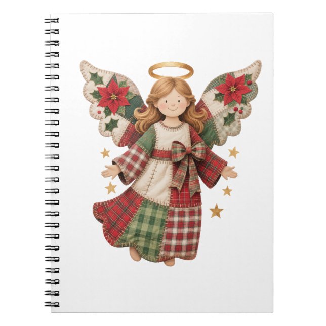 Cuaderno Ángel de Navidad con Estrellas Doradas (Frente)