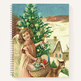 Cuaderno ángel de navidades trayendo juguetes