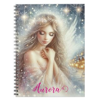 Cuaderno Angel de nieve etéreo acuarela festiva femenina