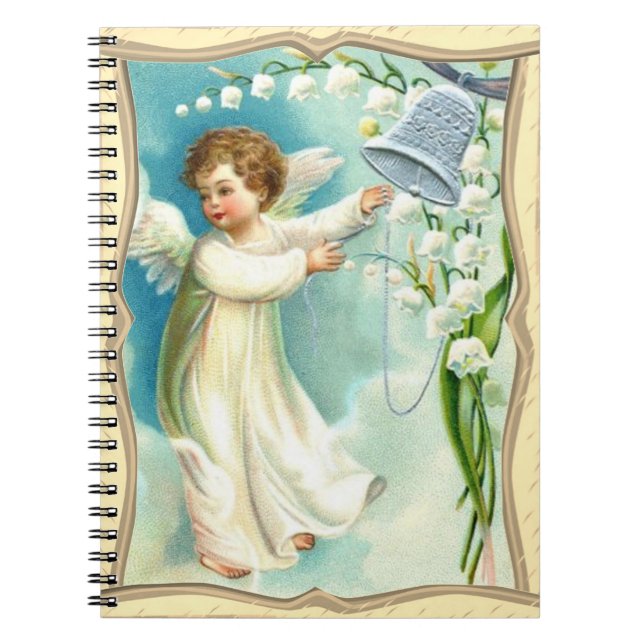 Cuaderno Ángel del bebé con una Campana Azul (Frente)
