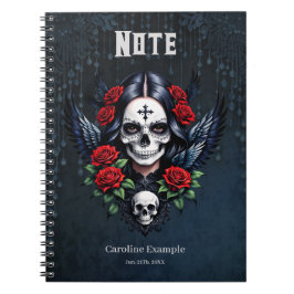 Cuaderno Ángel del cráneo de azúcar con Rosas.
