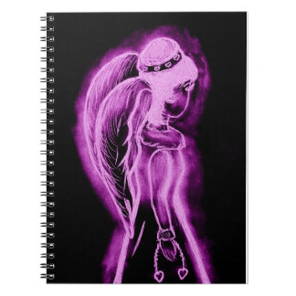 Cuaderno Ángel invertido en los lados en negro y rosa