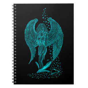 Cuaderno Ángel perdido en el amor, negro y verde diseño
