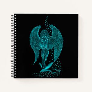 Cuaderno Ángel perdido en el amor, negro y verde diseño