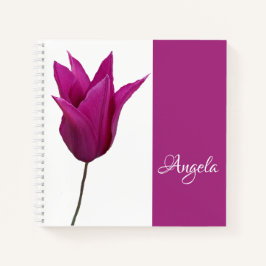 Cuaderno Angela personalizable nombre tulipán floral rosa b