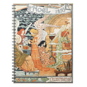 Cuaderno Ángeles de Navidad y Madonna del Arte Nouveau vint