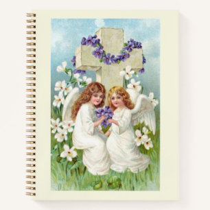 Cuaderno Ángeles Lindos Con Cruz Y Flores