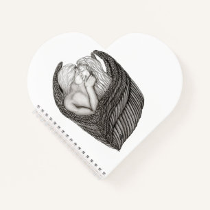 Cuaderno Angels Kissing , diseño en blanco y negro