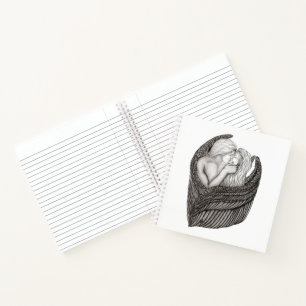 Cuaderno Angels Kissing , diseño en blanco y negro
