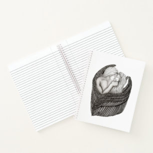 Cuaderno Angels Kissing , diseño en blanco y negro