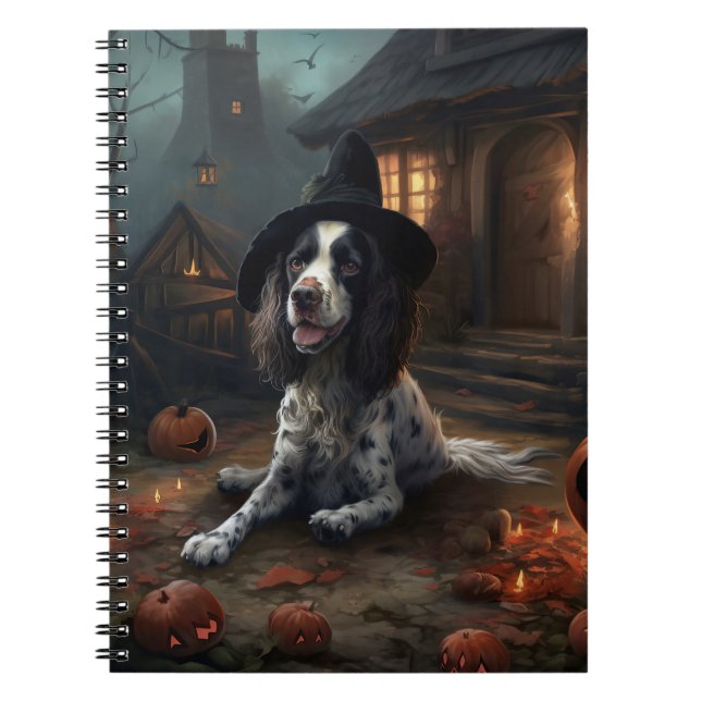 Cuaderno Anglo Springer Spaniel calabazas Halloween Scary (Frente)