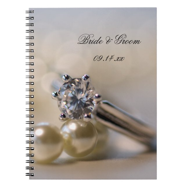Cuaderno Anillo de compromiso de diamantes y Boda de perlas (Frente)