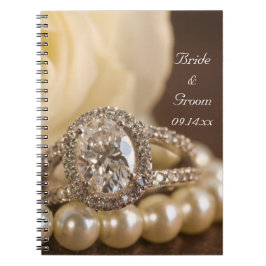Cuaderno Anillo de diamantes de Oval y Boda de rosa blanco