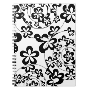 Cuaderno Anillos y flores en blanco y negro