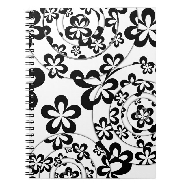 Cuaderno Anillos y flores en blanco y negro (Frente)