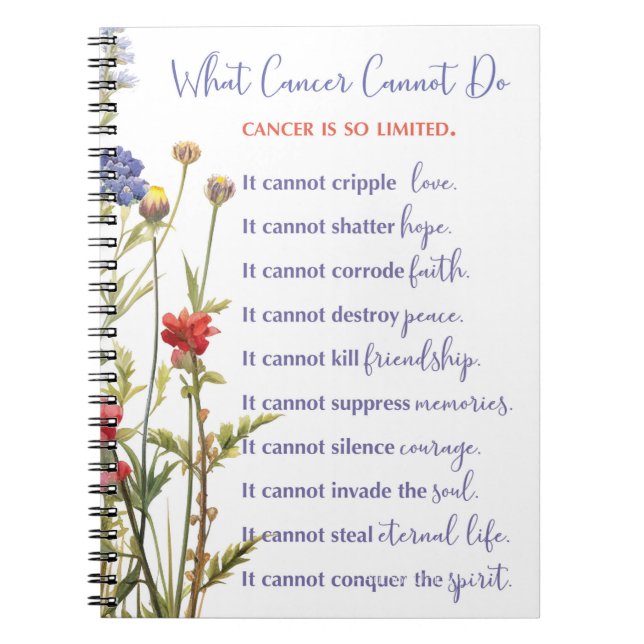 Cuaderno Animación del apoyo al cáncer de flores silvestres (Frente)