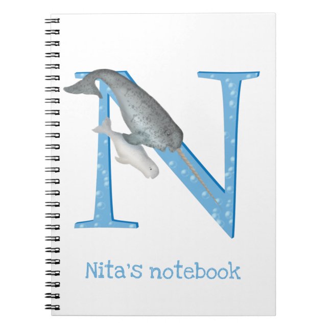 Cuaderno Animal ABC N es para narwhal bloc de notas (Frente)
