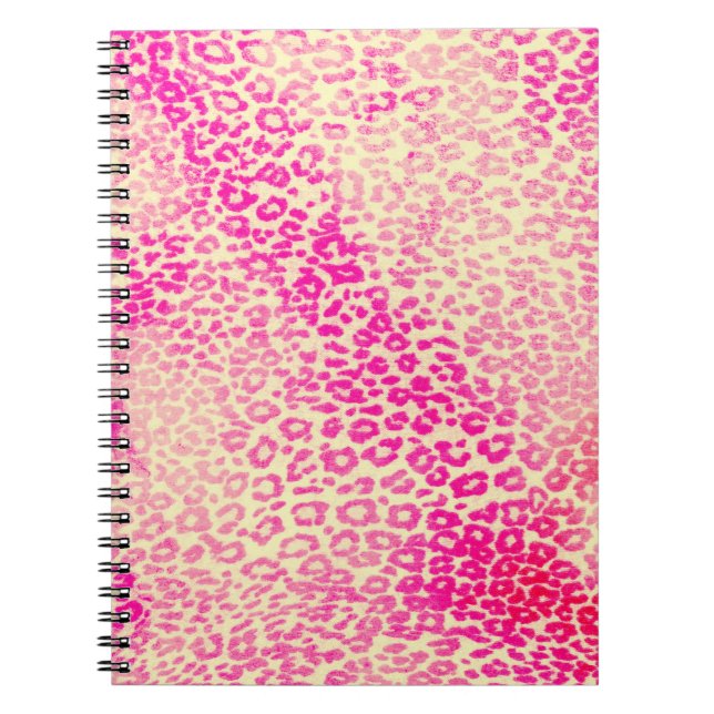 Cuaderno Animal amarillo rosado moderno del guepardo de la (Frente)