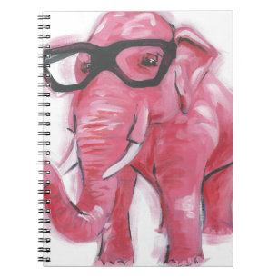 Cuaderno Animal de Dapper  Elefante Rosa En Anteojos