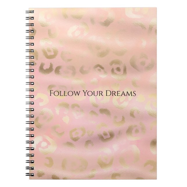 Cuaderno Animal de leopardo rosa dorado rubor femenino (Frente)