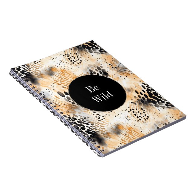 Cuaderno Animal leopardo salvaje del crema negro (Lado Derecho)