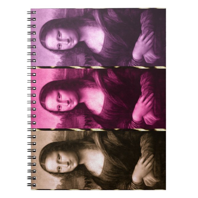 Cuaderno Animal Mona Lisa Imprimir Chocolate Púrpura Rosa (Frente)