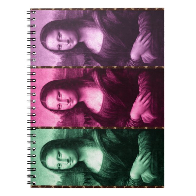 Cuaderno Animal Mona Lisa Imprimir púrpura rosa verde (Frente)