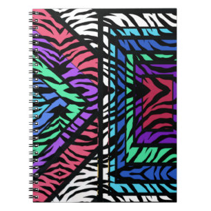 Cuaderno Animal Tigre Blanco Arcoiris Geométrico Colorido