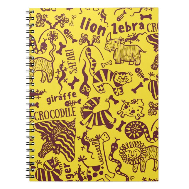 Cuaderno Animales africanos: Patrón cultural sin foco. (Frente)