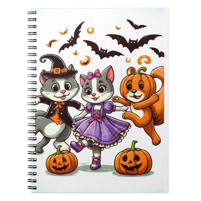 Cuaderno Animales bailando con disfraces de Halloween (Frente)