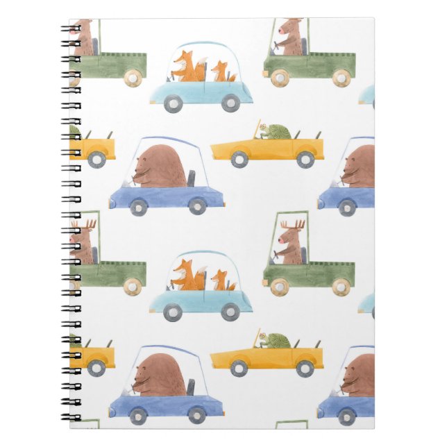 Cuaderno Animales bebés: patrón acuático dibujado a mano. (Frente)