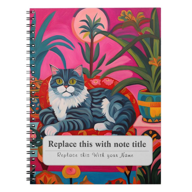 Cuaderno Animales caprichosos personalizados - Gato curado+ (Frente)