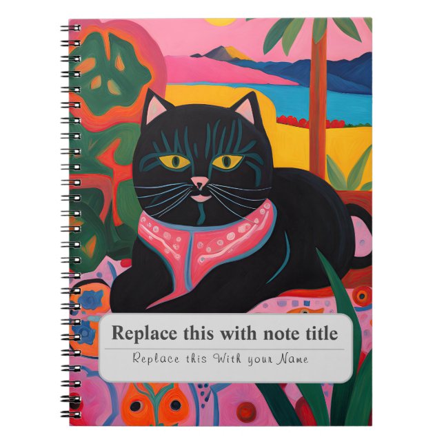 Cuaderno Animales caprichosos personalizados - Gato negro l (Frente)