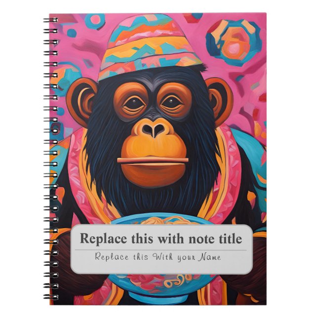Cuaderno Animales caprichosos personalizados - Mono (Frente)