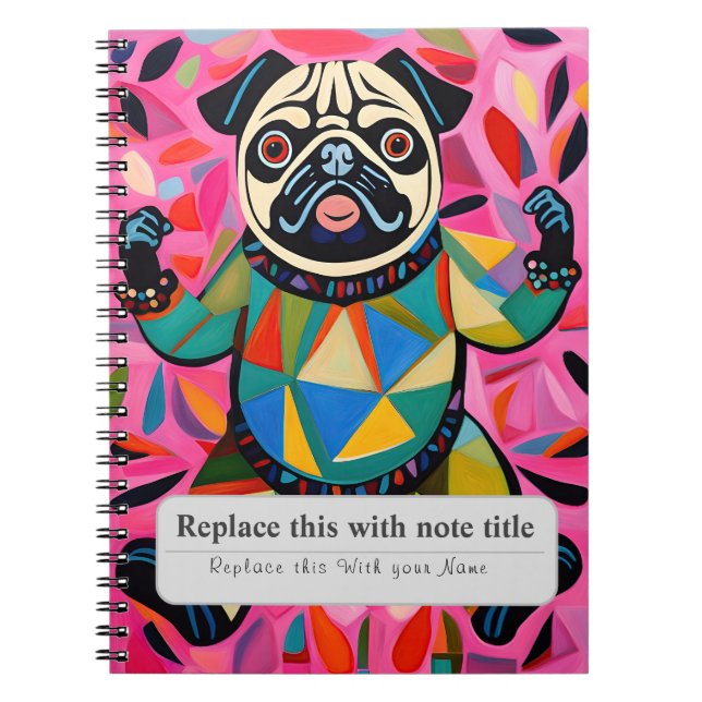 Cuaderno Animales caprichosos personalizados - Pug Cute (Frente)