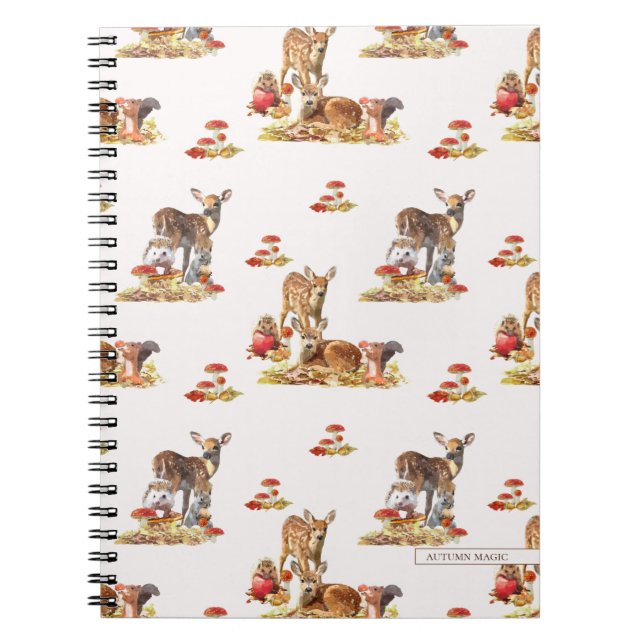 Cuaderno Animales de bosque encantadores Patrón de arte oto (Frente)
