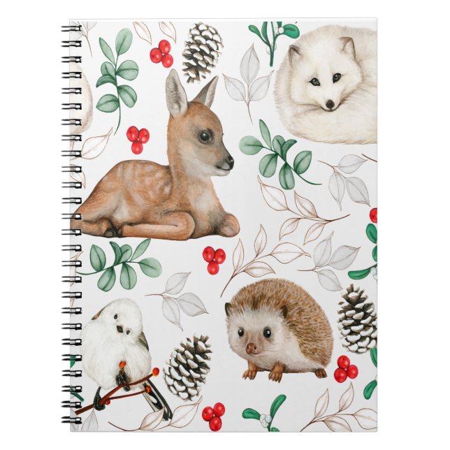 Cuaderno Animales de bosque Navidades patrón nórdico (Frente)