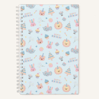 Cuaderno Animales de Cumpleaños Feliz Azul